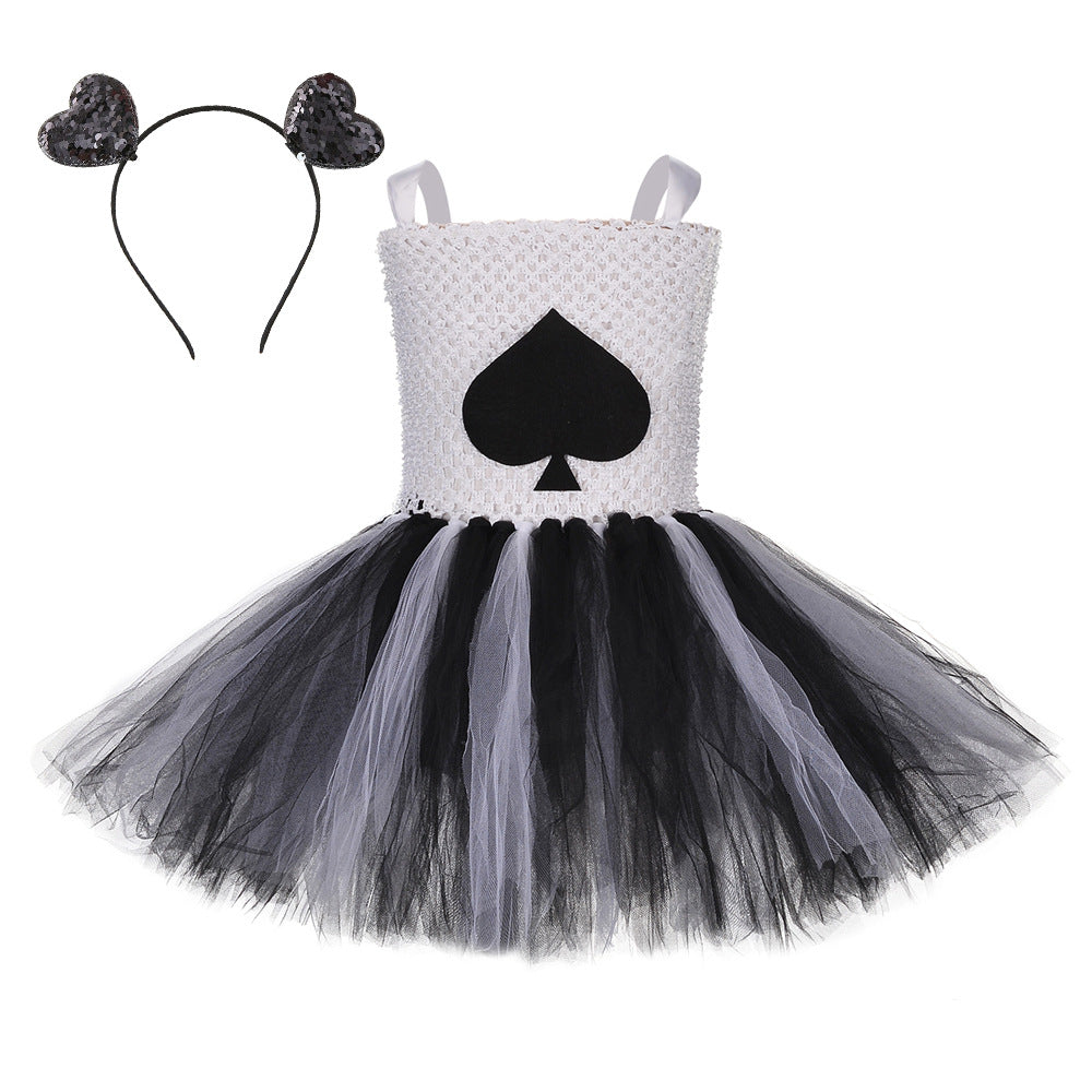 Children Girls’ Halloween Costume Set: Sleeveless Herringbone Pattern