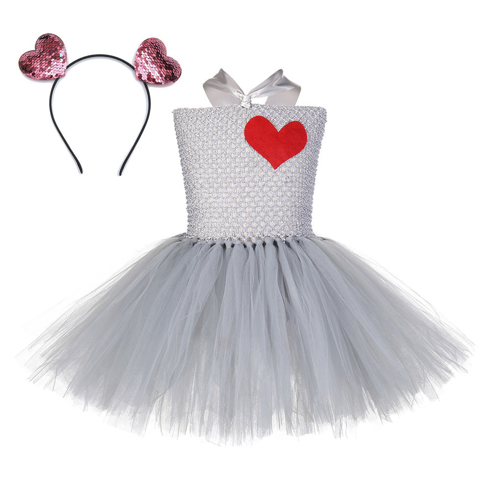 Children Girls’ Halloween Costume Set: Sleeveless Herringbone Pattern